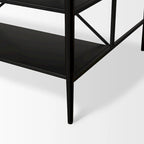 White Marble Kitchen Island with Black Iron Base