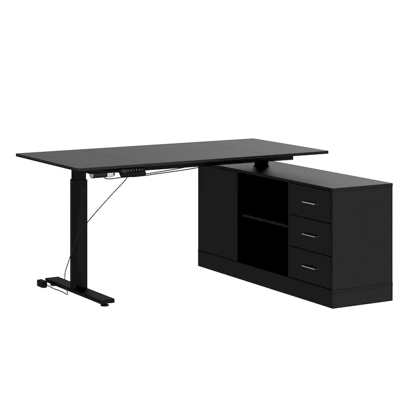Electric Standing Desk with Storage Cabinet, 63 x 31.5