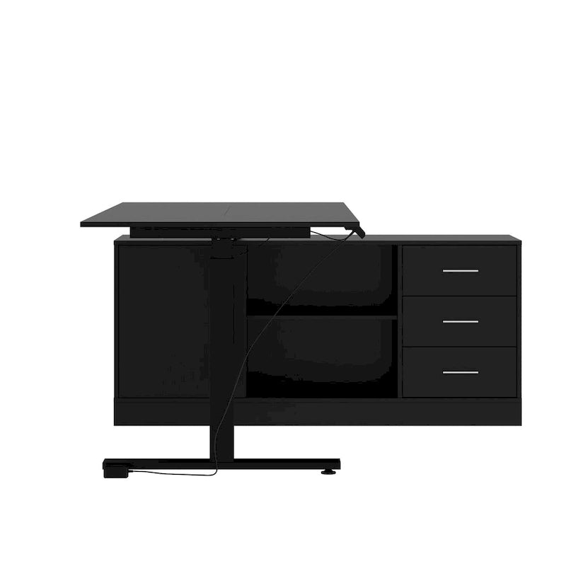 Electric Standing Desk with Storage Cabinet, 63 x 31.5