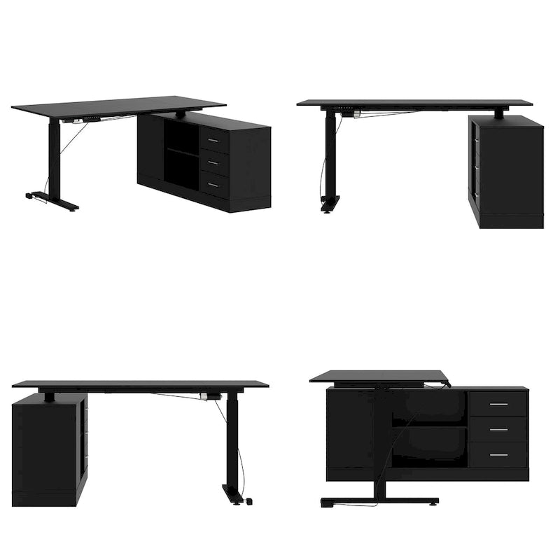 Electric Standing Desk with Storage Cabinet, 63 x 31.5