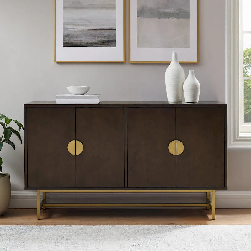 Mid-Century Modern Sideboard - Dark Brown and Gold