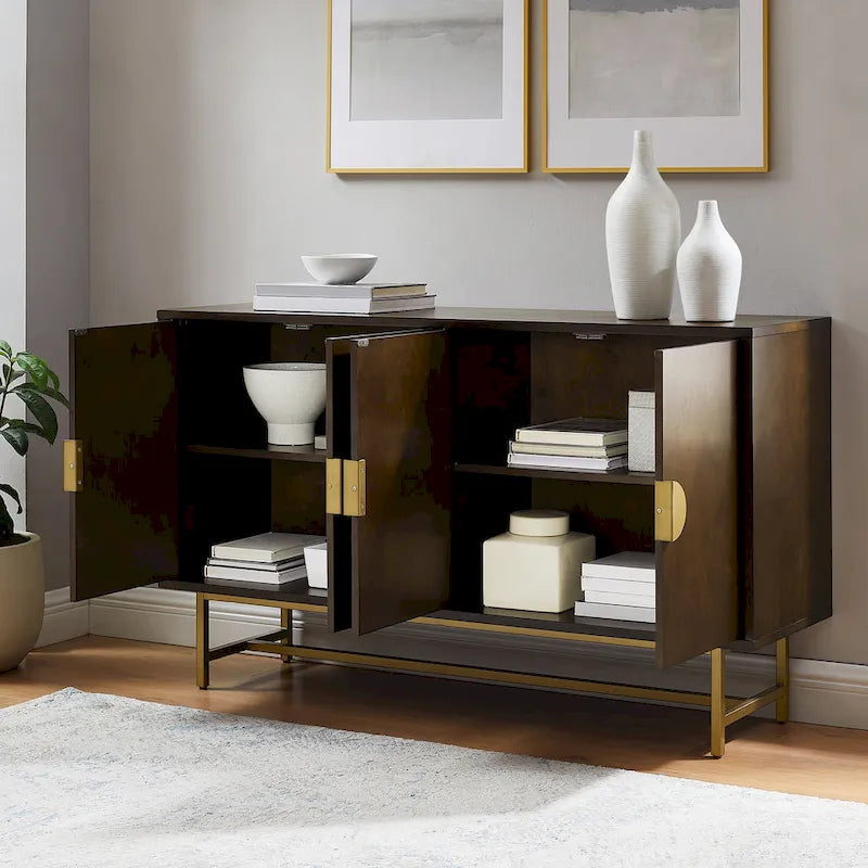 Mid-Century Modern Sideboard - Dark Brown and Gold