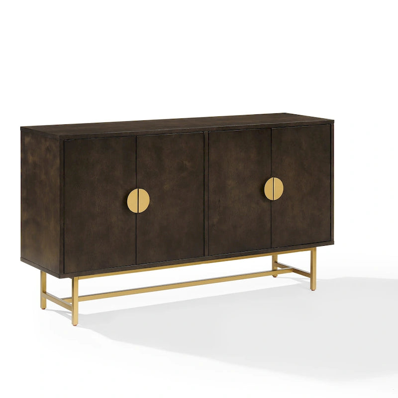 Mid-Century Modern Sideboard - Dark Brown and Gold