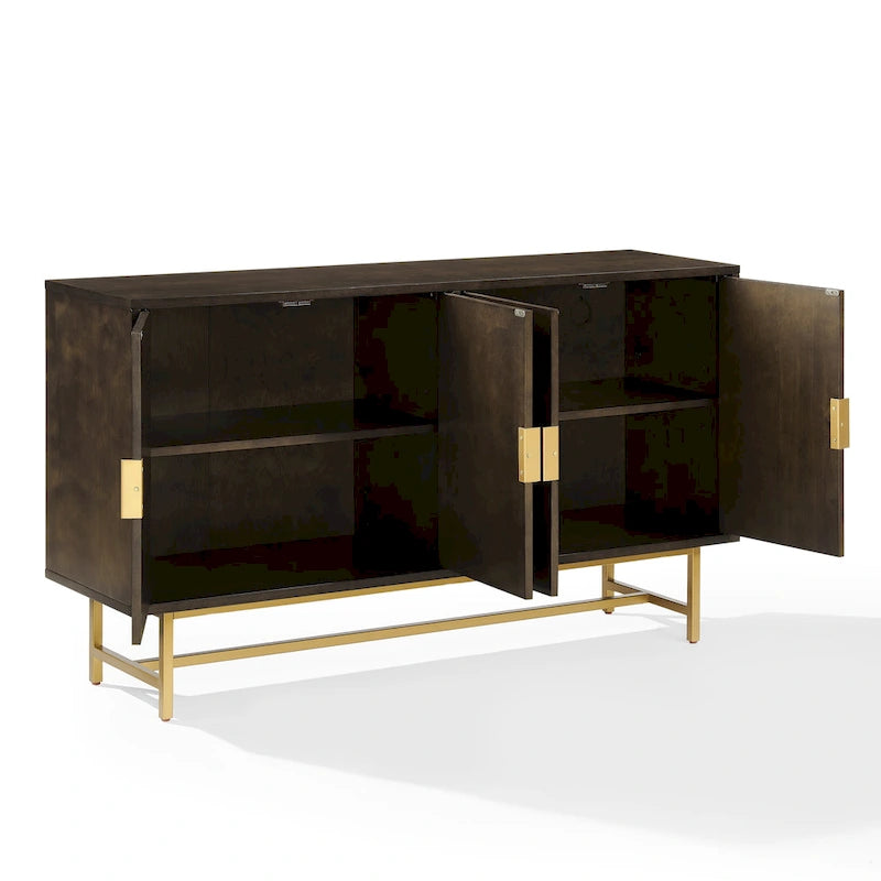 Mid-Century Modern Sideboard - Dark Brown and Gold