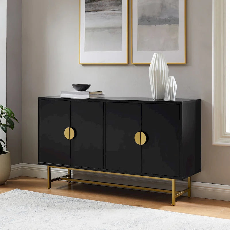 Mid-Century Modern Sideboard - Dark Brown and Gold