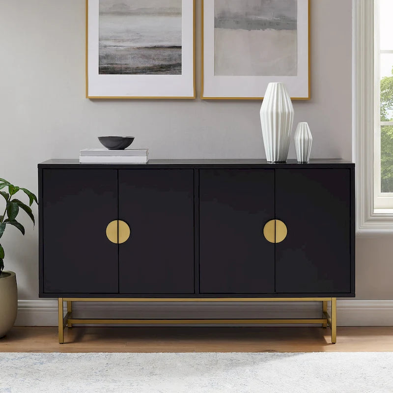 Mid-Century Modern Sideboard - Dark Brown and Gold