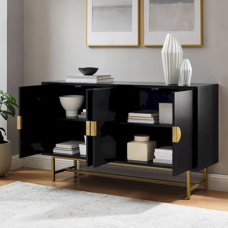 Mid-Century Modern Sideboard - Dark Brown and Gold