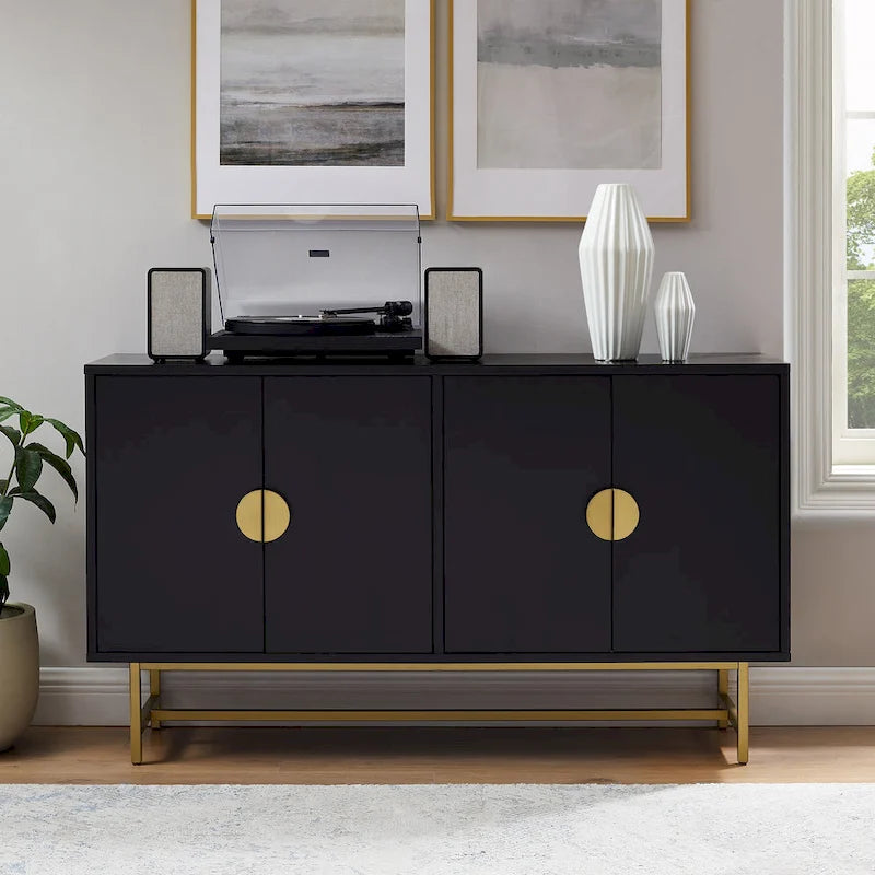 Mid-Century Modern Sideboard - Dark Brown and Gold