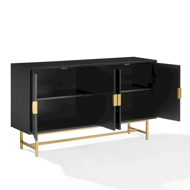 Mid-Century Modern Sideboard - Dark Brown and Gold