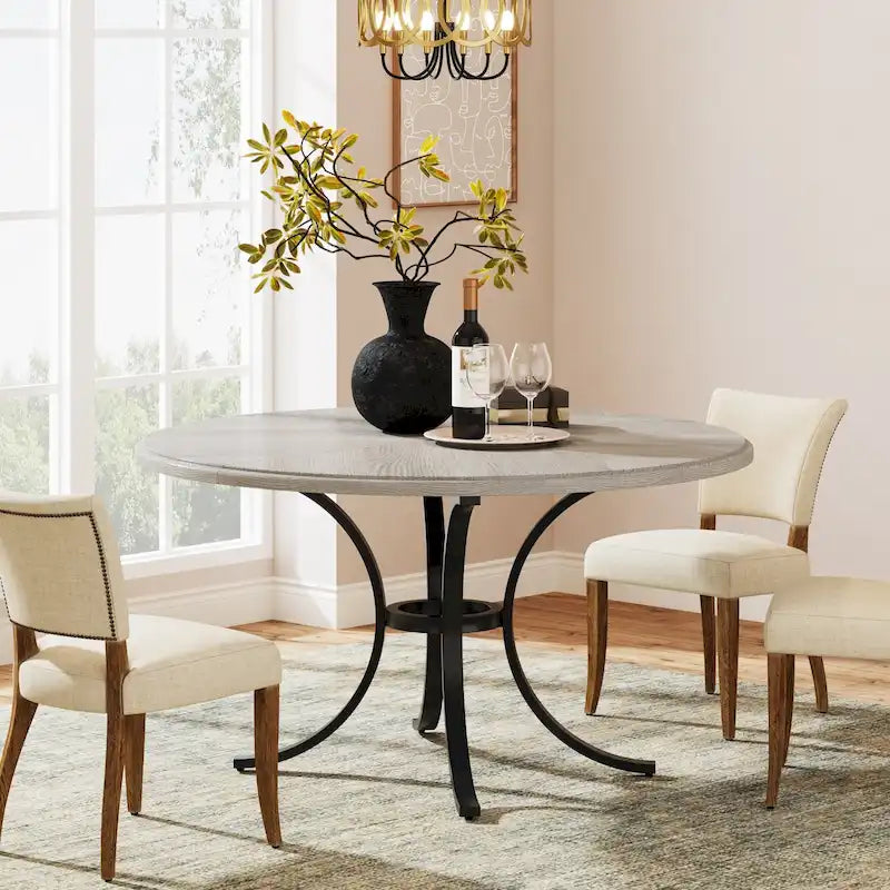 Round Farmhouse Dining Table for 4–6 People