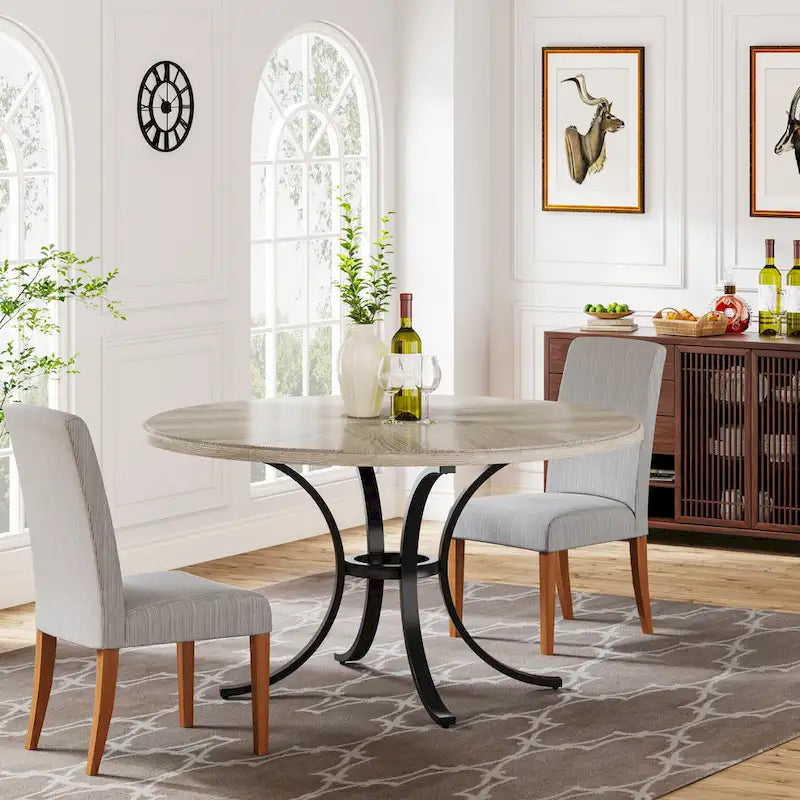 Round Farmhouse Dining Table for 4–6 People