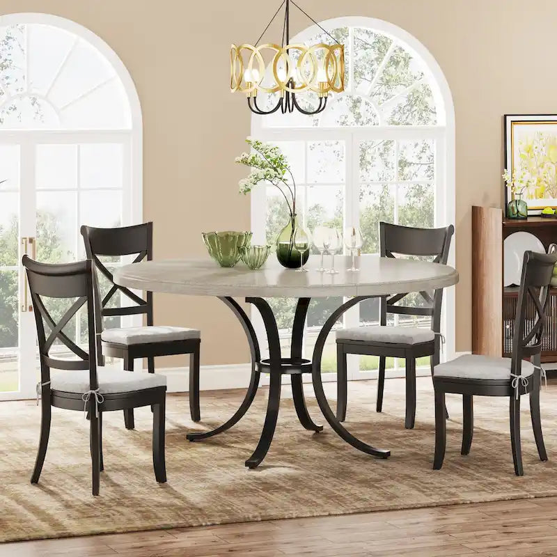 Round Farmhouse Dining Table for 4–6 People