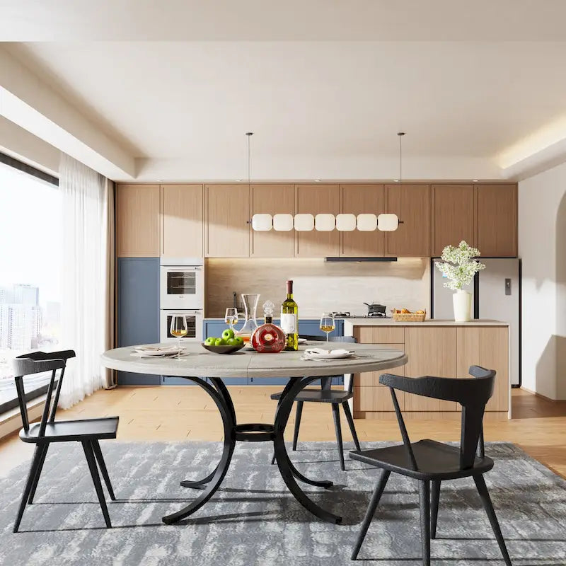 Round Farmhouse Dining Table for 4–6 People