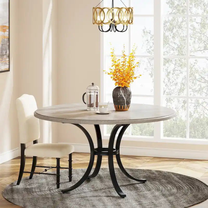 Round Farmhouse Dining Table for 4–6 People
