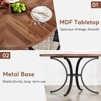 Round Farmhouse Dining Table for 4–6 People
