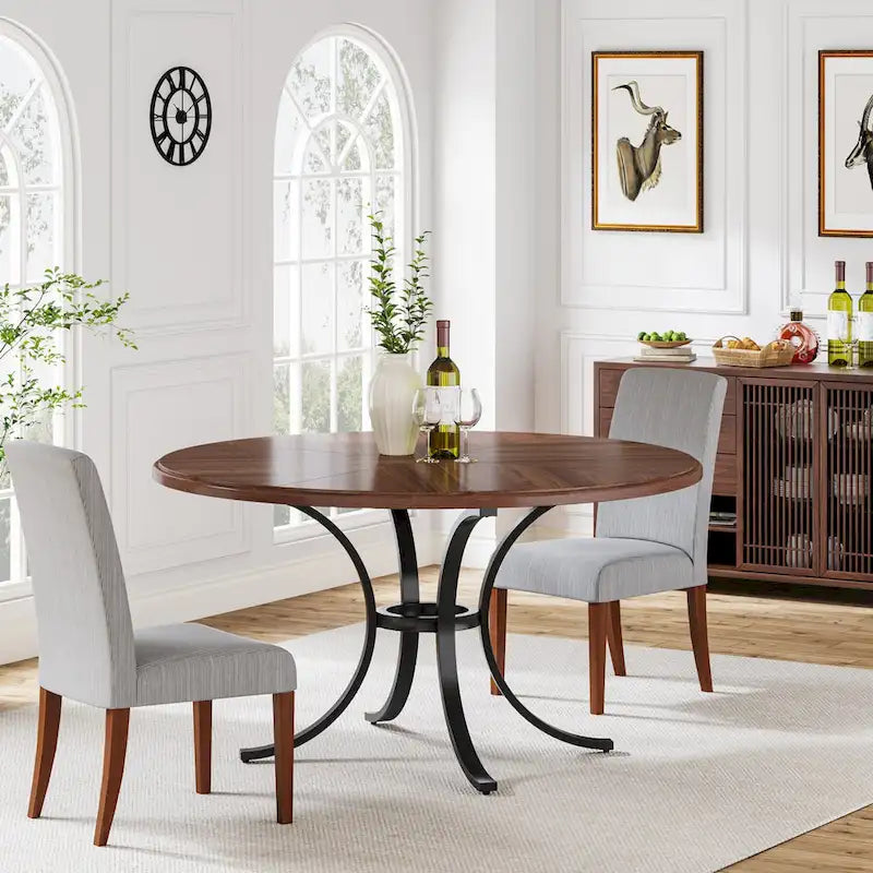 Round Farmhouse Dining Table for 4–6 People