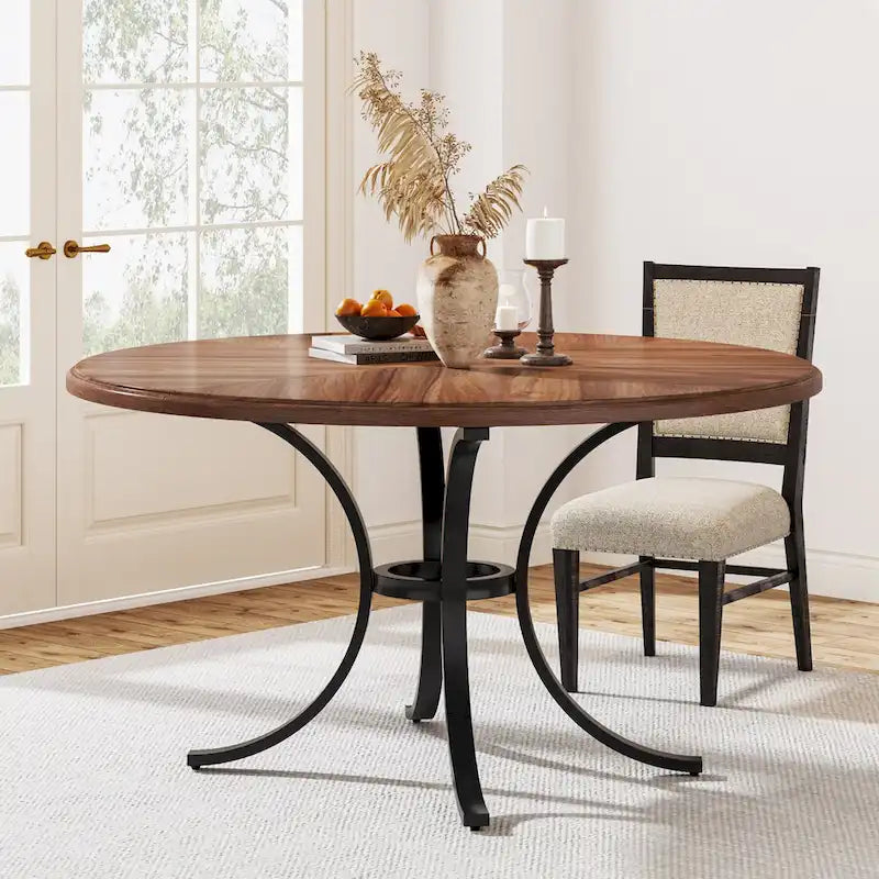 Round Farmhouse Dining Table for 4–6 People