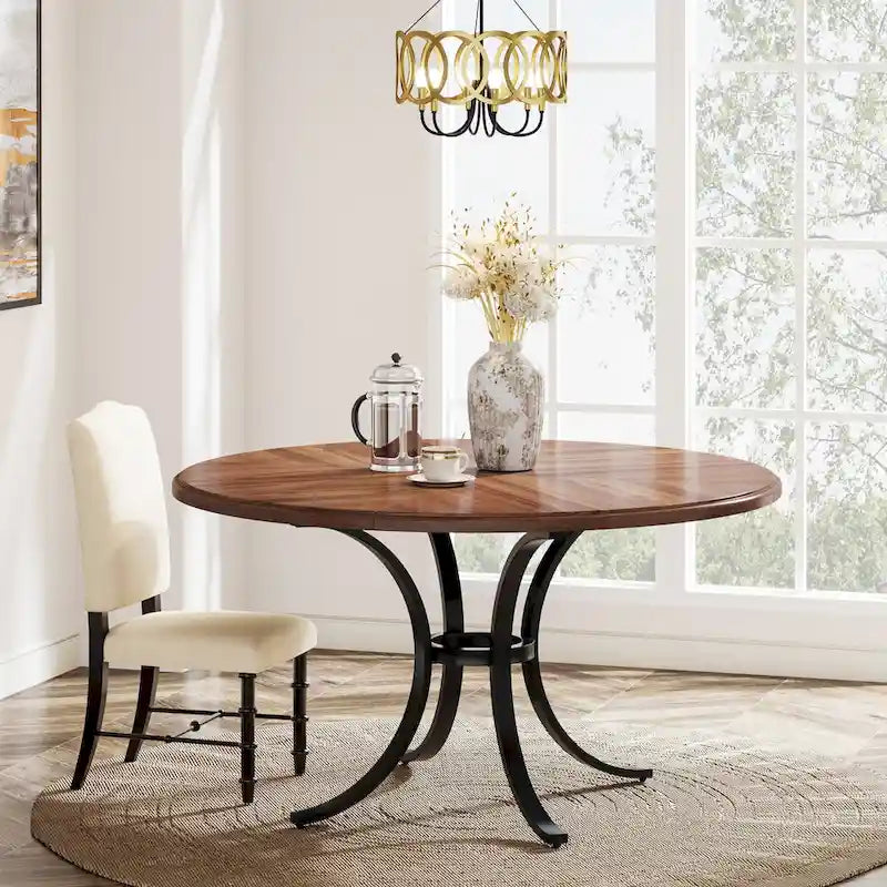 Round Farmhouse Dining Table for 4–6 People