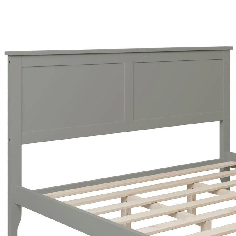 Queen Wood Platform Bed with Headboard, No Box Spring Needed