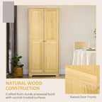 Pinewood Kitchen Pantry Cabinet with Adjustable Shelves