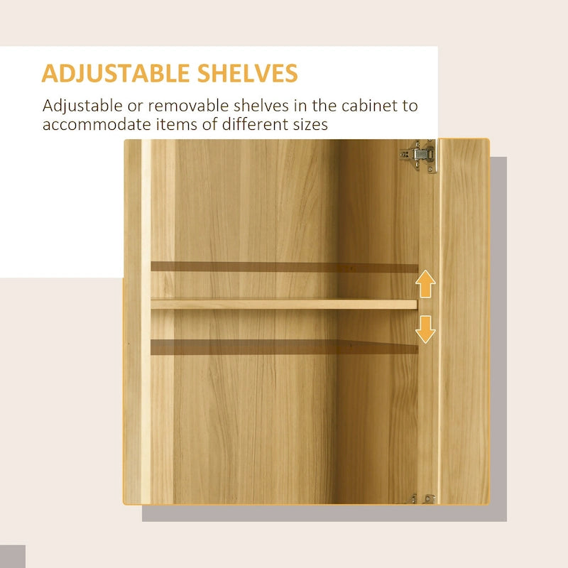 Pinewood Kitchen Pantry Cabinet with Adjustable Shelves