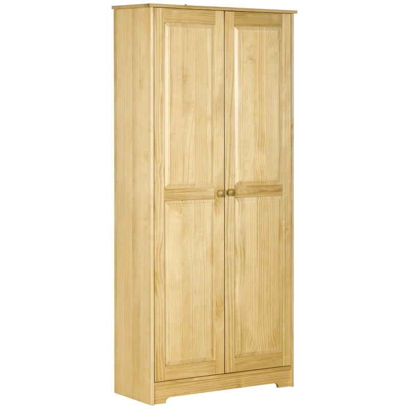 Pinewood Kitchen Pantry Cabinet with Adjustable Shelves