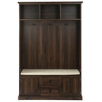 Entryway Hall Tree with Cushioned Bench and Storage