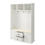 Entryway Hall Tree with Cushioned Bench and Storage