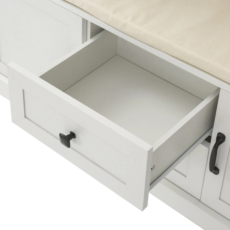 Entryway Hall Tree with Cushioned Bench and Storage