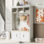 Entryway Hall Tree with Cushioned Bench and Storage