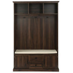 Entryway Hall Tree with Cushioned Bench and Storage