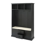 Entryway Hall Tree with Cushioned Bench and Storage