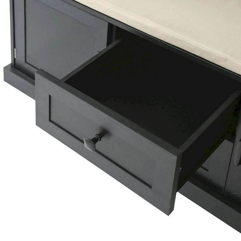 Entryway Hall Tree with Cushioned Bench and Storage