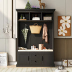 Entryway Hall Tree with Cushioned Bench and Storage