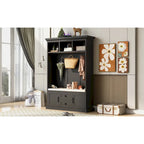 Entryway Hall Tree with Cushioned Bench and Storage