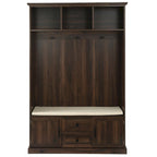 Entryway Hall Tree with Cushioned Bench and Storage