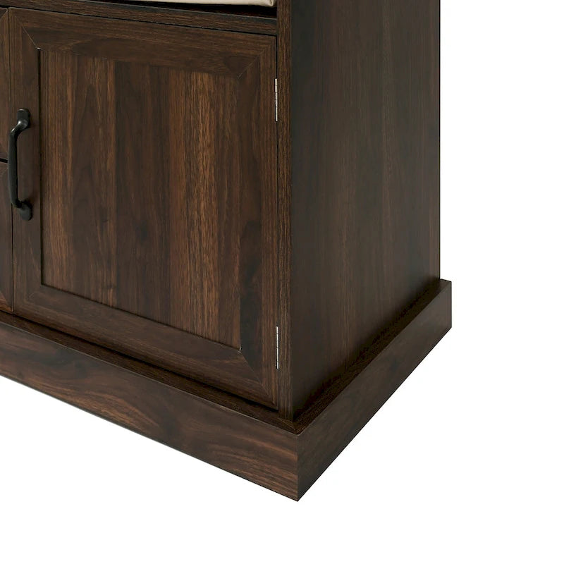 Entryway Hall Tree with Cushioned Bench and Storage