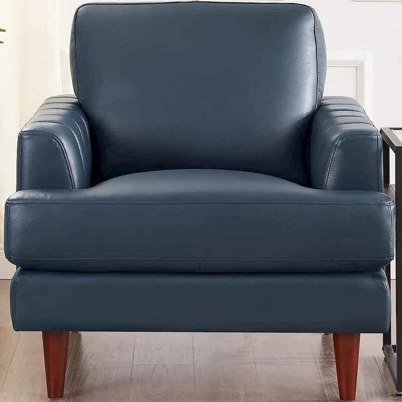 Top-Grain Leather Chair with Feather and Memory Foam