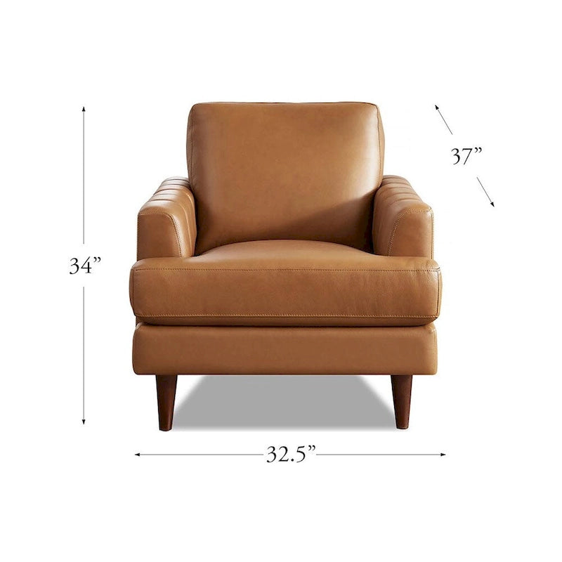 Top-Grain Leather Chair with Feather and Memory Foam