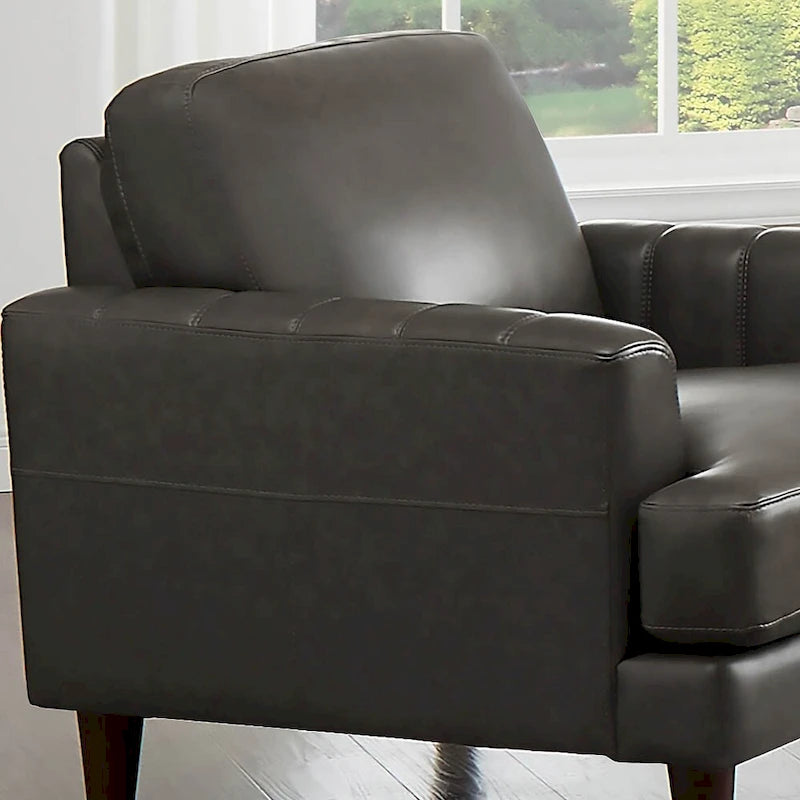 Top-Grain Leather Chair with Feather and Memory Foam