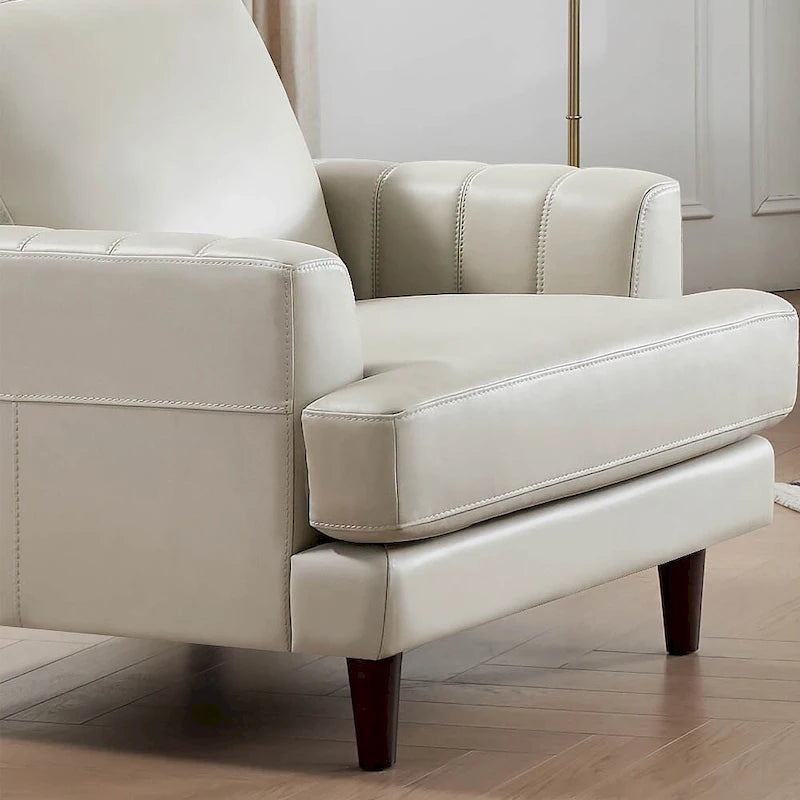 Sedia in pelle pieno fiore con piume e memory foam