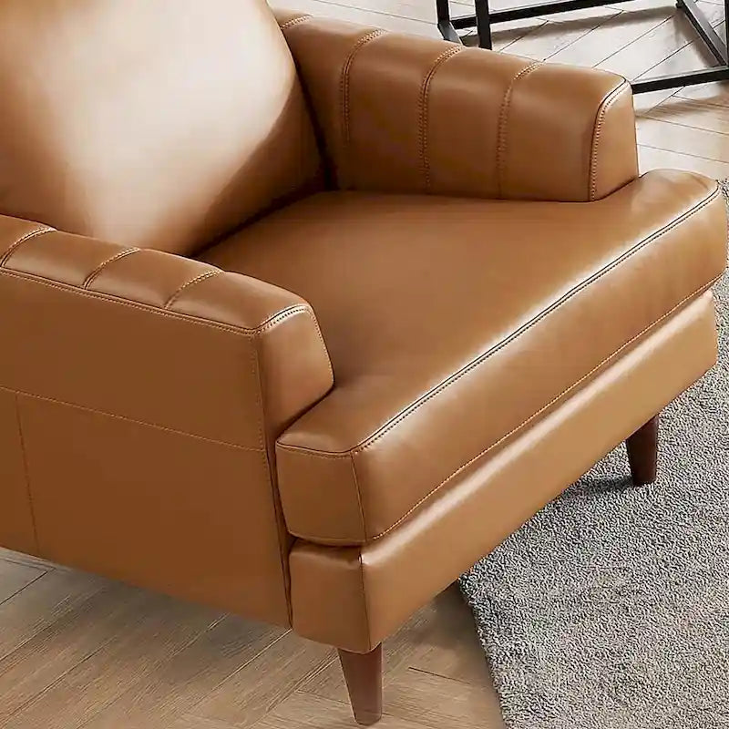 Sedia in pelle pieno fiore con piume e memory foam
