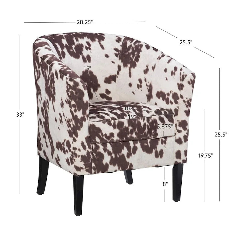 Brown and Cream Cow Print Club Chair