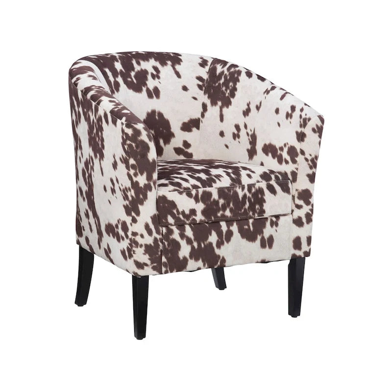 Brown and Cream Cow Print Club Chair