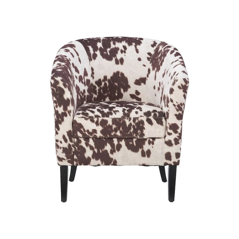 Brown and Cream Cow Print Club Chair