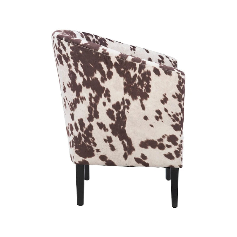 Brown and Cream Cow Print Club Chair
