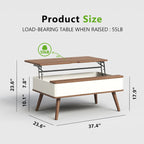 Rectangular Lift-Top Coffee Table with Storage, 37 x 23.5