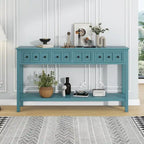 Nestfair Rustic Entryway Console Table with Drawers and Bottom Shelf