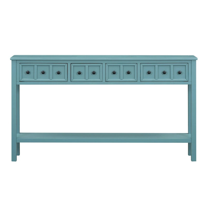 Rustic Entryway Console Table with Drawers and Bottom Shelf