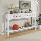 Rustic Entryway Console Table with Drawers and Bottom Shelf